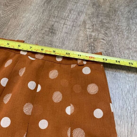 Vintage Orange Pleated Polka Dot Midi Swing Skirt S Small Lined - Picture 7 of 8